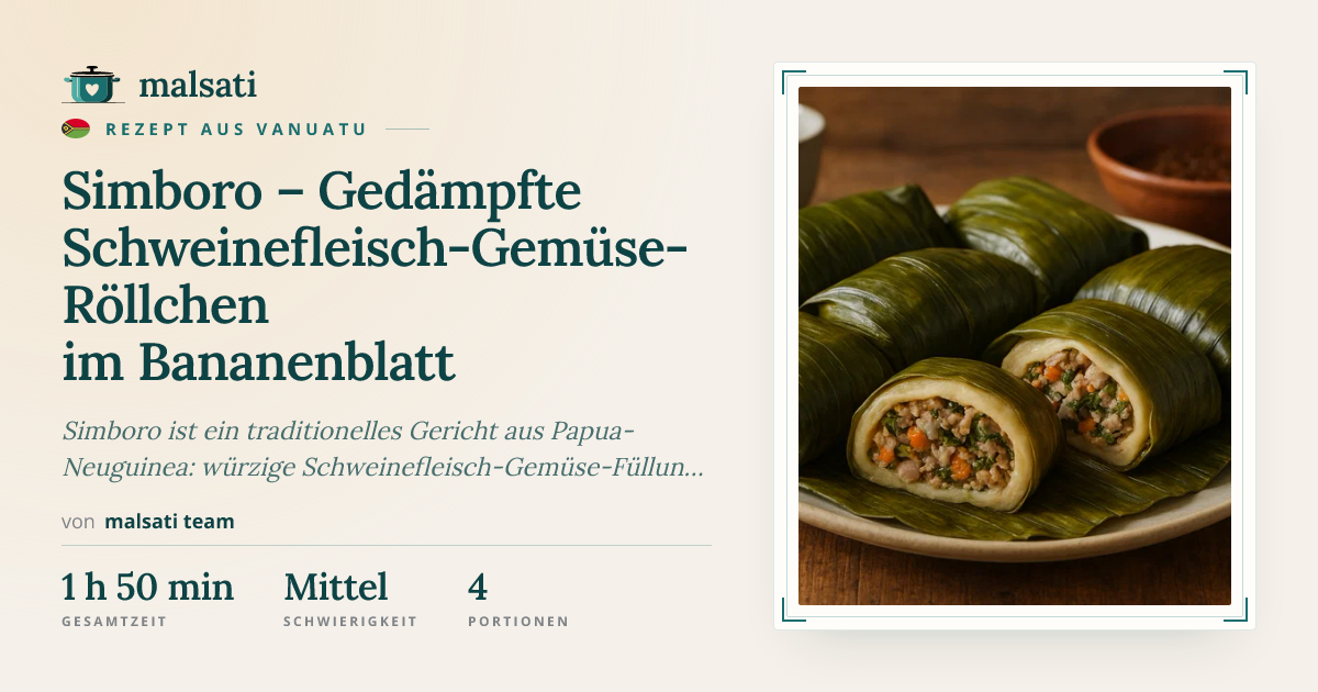 Simboro – Gedämpfte Schweinefleisch-Gemüse-Röllchen im Bananenblatt