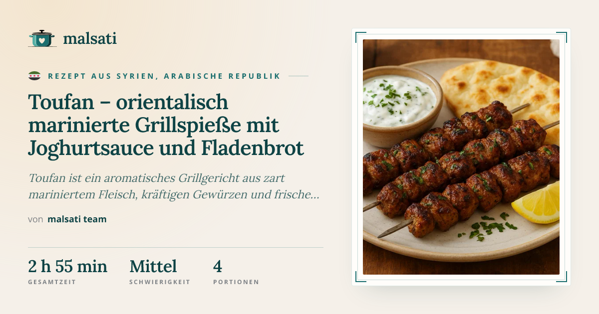 Toufan – orientalisch marinierte Grillspieße mit Joghurtsauce und ...