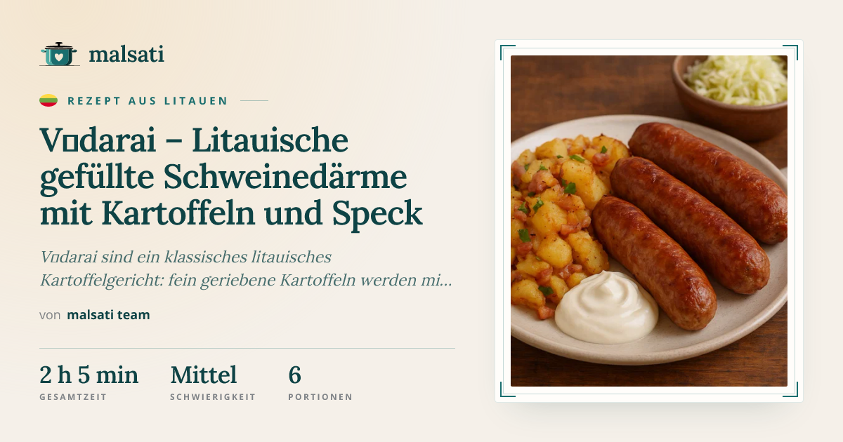 Vėdarai – Litauische gefüllte Schweinedärme mit Kartoffeln und Speck