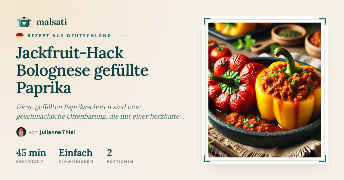 Jackfruit-Hack Bolognese gefüllte Paprika – Rezept aus Deutschland