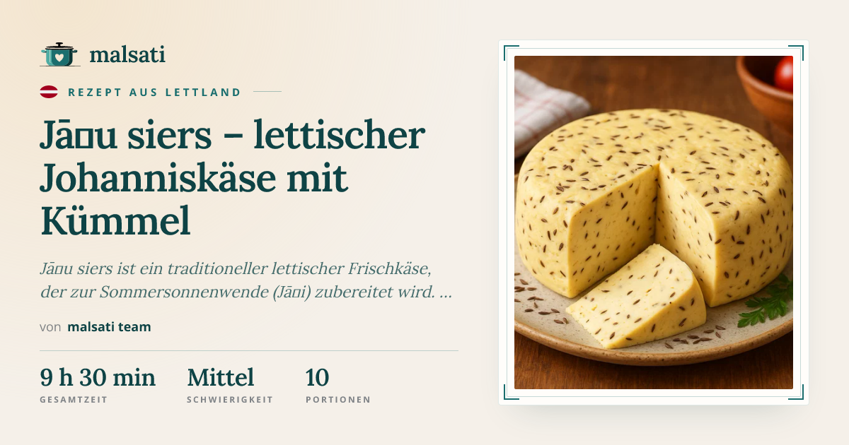 Jāņu siers – lettischer Johanniskäse mit Kümmel – Rezept aus Lettland