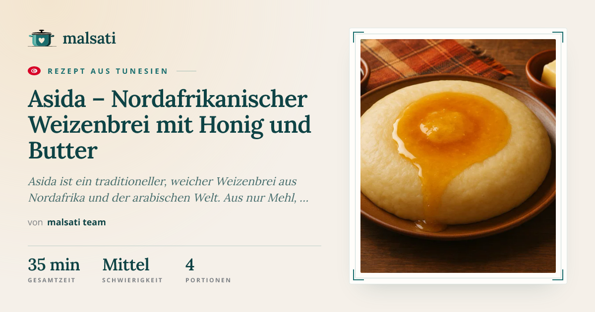 Asida – Nordafrikanischer Weizenbrei mit Honig und Butter | malsati
